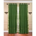 thumbnail image 1 of Ring Top Sheer Sari Curtains 60" W X 120" L matching tiebacks- Handcrafted Forest Green Indian Drapes Unlined for light & airy ambience Perfect for Living/Bedroom/Dining Room Sold in Pairs, 1 of 6