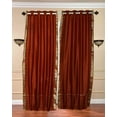 thumbnail image 1 of Ring Top Sheer Sari Curtains 60"W x 63"L matching tiebacks- Handcrafted Rust Indian Drapes Unlined for light & airy ambience Perfect for Living/Bedroom/Dining Room Sold in Pairs, 1 of 6