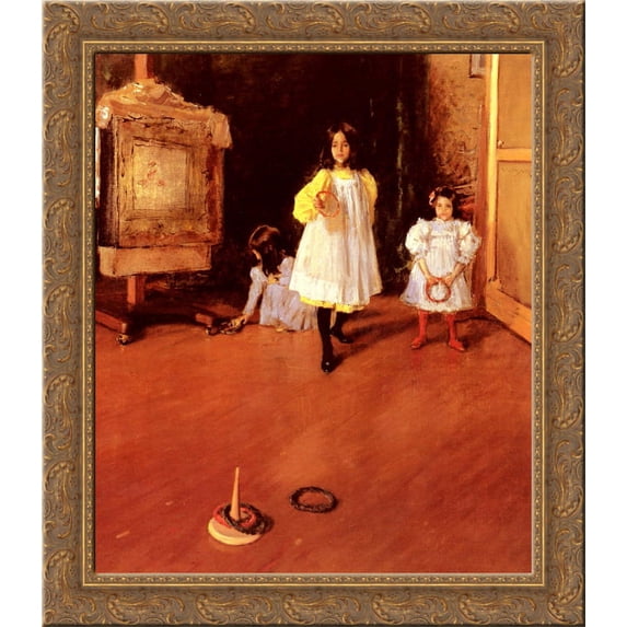 Ring Toss 24x20 Gold Ornate Wood Framed Canvas Art by William Merritt Chase