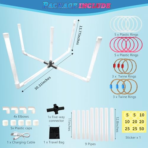Ring Toss Game for Kids and Adults, Rechargeable LED Ring Toss Game ...