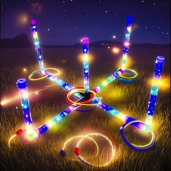 Ring Toss Game Set Light Up LED Glow in The Dark Outdoor Yard Game