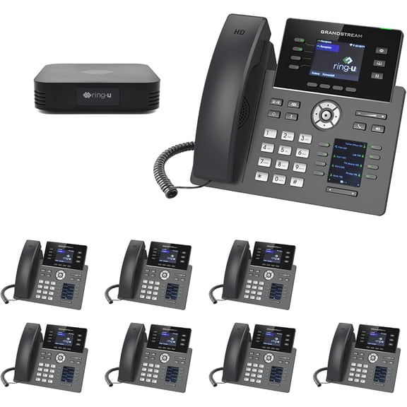 Ring-U Hello Hub - 8 Executive Phone (WiFi + Bluetooth) Small Business PBX/VOIP Phone System Bundle. Ring-u Telephone Service Required.