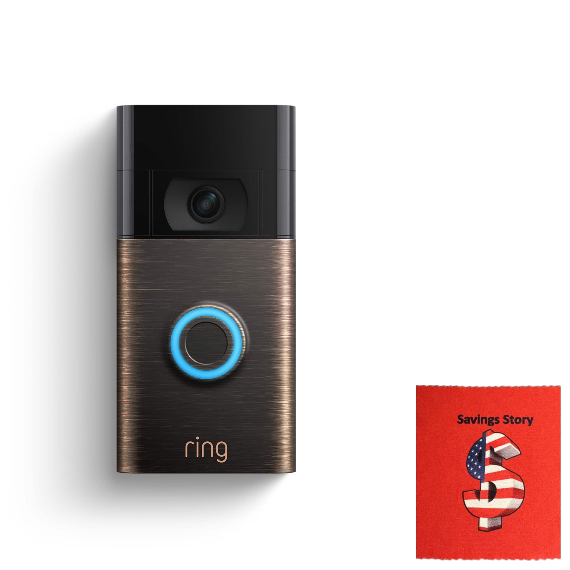 Ring_Video Doorbell Battery or Wired, Bronze, 1080p HD, Free Cleaning