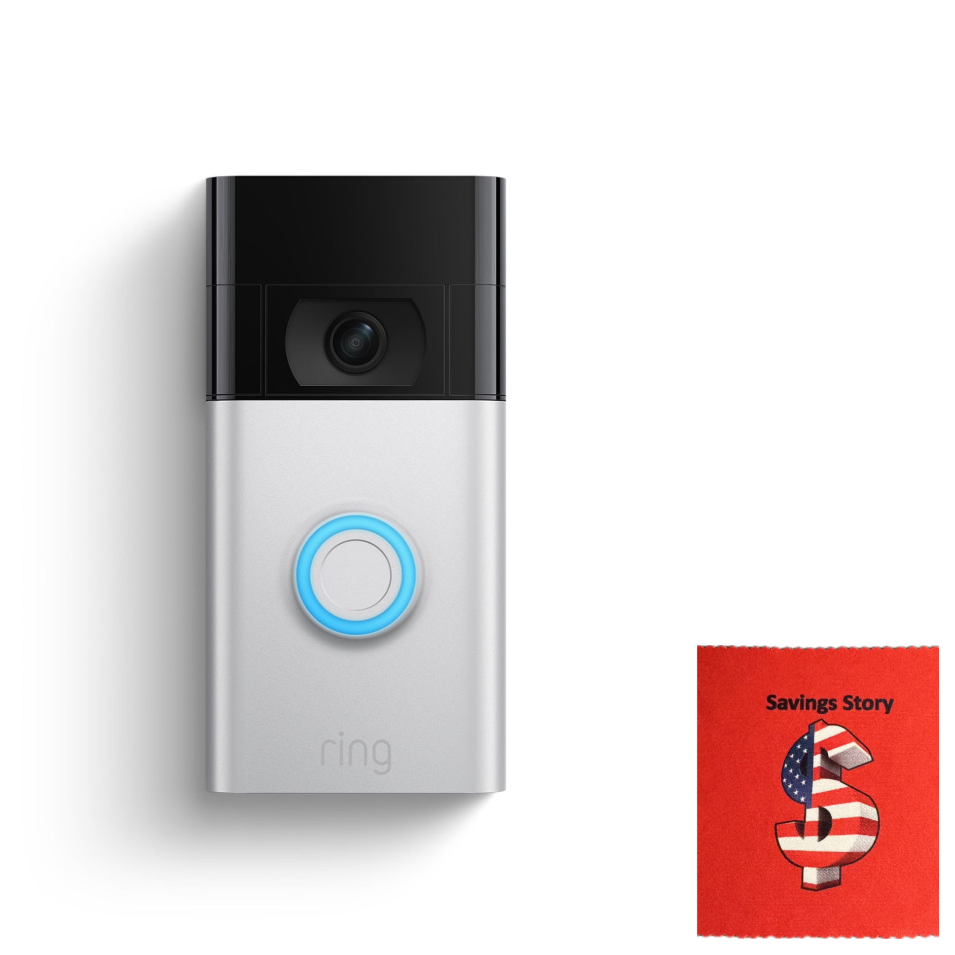 Ring_Video Doorbell Battery or Wired Satin Nickel, 1080p HD, Free