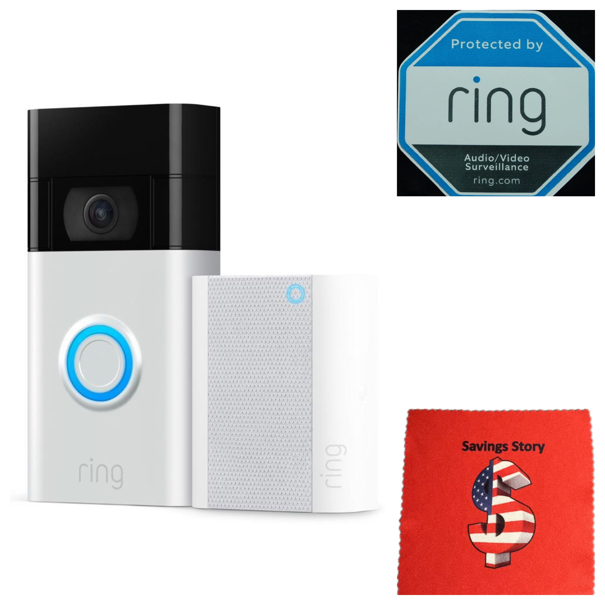 Ring_Video Doorbell and Chime Bundle, Battery or Wired, Satin Nickel