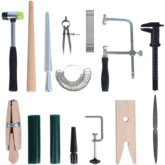 Ring Wax Model Kit Essential for Men Women Ring Design Includes Measurement Tool,Rubber Hammer,Ring Wax Tubes,Caliper, Wooden Clamp, File,Saw Frame Saw Blades Ideal DIY Jewelry Making Tool Set