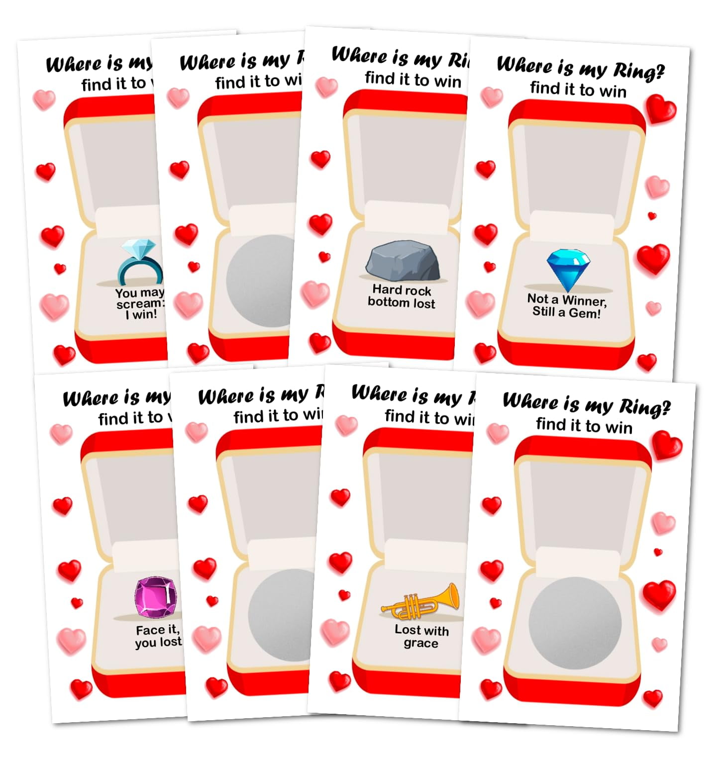 Where Is My Ring? Wedding or Bridal Shower Scratch Off Game, 40 Pack, Fun & Easy Wedding Shower Game for Guests, Engagement Party, Bachelorette Party, and Bride-to-Be Celebration Scratch Off Cards.