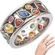 CUOFF Ring for Women 925 Silver 14k Gold Rings Crystal Rings Women's Geometric Gemstone Rings Crystal Jewelry Anxiety Rings Gifts for Women Birthday Anniversary Jewelry Gift on Clearance