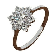 CUOFF Ring for Women 925 Silver 14k Gold Rings 925 Sterling Natural Gemstone Full Diamond Snowflakes Flower Antique Ring Birthday Anniversary Jewelry Gift on Clearance