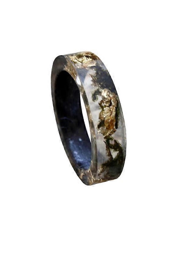 Ring Women's Love Ring Wood Resin Ring Fashion Handmade Epoxy Resin with Dried Flowers for