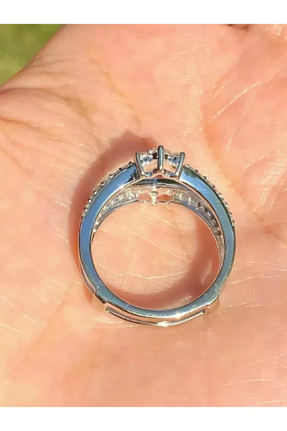 Ring Wrap Guard Enhancer Moissanite White Cut Round Ct 2 Plated Gold White 14K