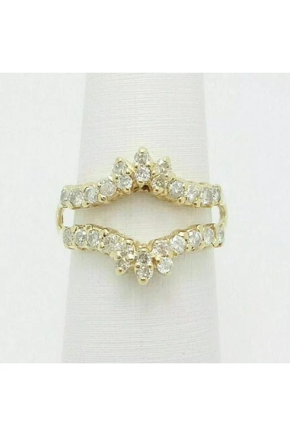 Ring Wrap Guard Enhancer Moissanite White Cut Round Ct 2 Plated Gold Yellow 14K