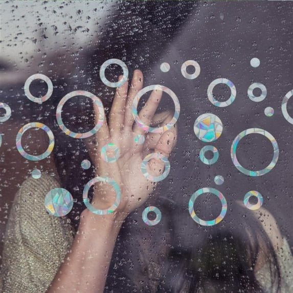 Ring and Circle Static Window Clings Anti Collision Window Decals for Bird Strikes, Glass Alert Stickers, Stop Birds Flying into Windows