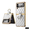 thumbnail image 1 of Ring bracket folding screen phone case for Samsung Z flip4 simple fashion electroplated leatherprotective cover, 1 of 8