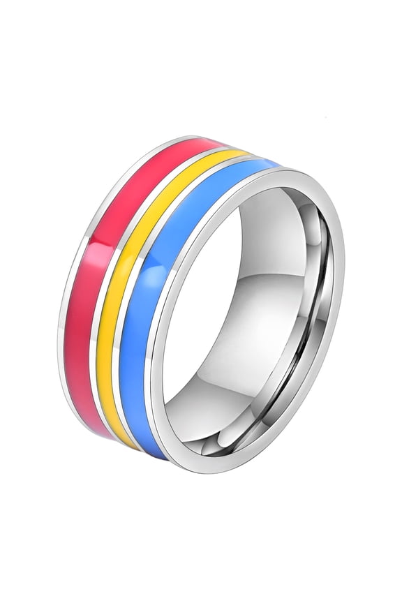 Ring for Men Women Rainbow Gay LGBT Pride Pansexual Couple Ring Unisex Fashion Stainless Steel