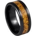 thumbnail image 1 of Ring for Men and Ladies Black IP Plated Gifts With Thought Ring, Natural Cork Inlay – 8mm Wedding Band Ring Ideal Rings for Couples, 1 of 5