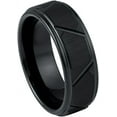 thumbnail image 1 of Ring for Men and Ladies Black IP Plated Trapezoids Design – 8mm Wedding Band Ring Ideal Rings for Couples, 1 of 5