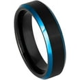 thumbnail image 1 of Ring for Men and Ladies Black IP ipauly inc Ring with Blue IP Beveled Edge – 6mm Wedding Band Ring Ideal Rings for Couples, 1 of 5