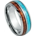thumbnail image 1 of Ring for Men and Ladies Dome Ring Turquoise & Koa Wood Inlay – 8mm Wedding Band Ring Ideal Rings for Couples, 1 of 5