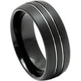 thumbnail image 1 of Ring for Men and Ladies Domed Black IP Plated Double Striped Center – 8mm Wedding Band Ring Ideal Rings for Couples, 1 of 5