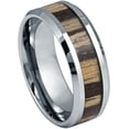 thumbnail image 1 of Ring for Men and Ladies Unplated Zebra Wood Inlay – 8mm Wedding Band Ring Ideal Rings for Couples, 1 of 5