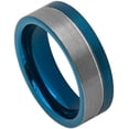 thumbnail image 1 of Ring for Men and Ladies ipauly inc Ring Blue IP Plated Beveled Edge Gun Metal Brushed Finish – 8mm Wedding Band Ring Ideal Rings for Couples, 1 of 5