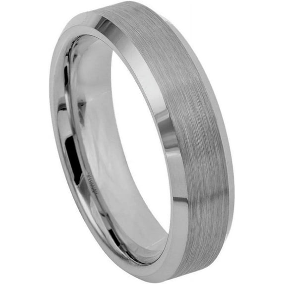 Ring for Men and Ladies ipauly inc Ring Brushed Center Shiny Beveled Edge – 6mm Wedding Band Ring Ideal Rings for Couples