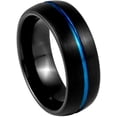 thumbnail image 1 of Ring for Men and Ladies ipauly inc Ring Dome Black IP Ring, Blue IP Center Groove – 8mm Wedding Band Ring Ideal Rings for Couples, 1 of 5