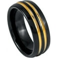 thumbnail image 1 of Ring for Men and Ladies ipauly inc Ring Domed Black IP with Two Yellow IP Stripes – 8mm Wedding Band Ring Ideal Rings for Couples, 1 of 5