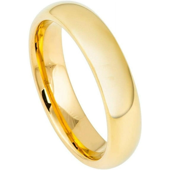 Ring for Men and Ladies ipauly inc Ring Domed Gold-Plated Shiny Polished – 5mm Wedding Band Ring Ideal Rings for Couples