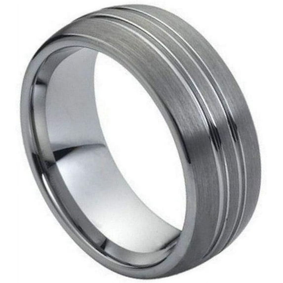 Ring for Men and Ladies ipauly inc Ring High Polished Double Groove Design – 8mm Wedding Band Ring Ideal Rings for Couples