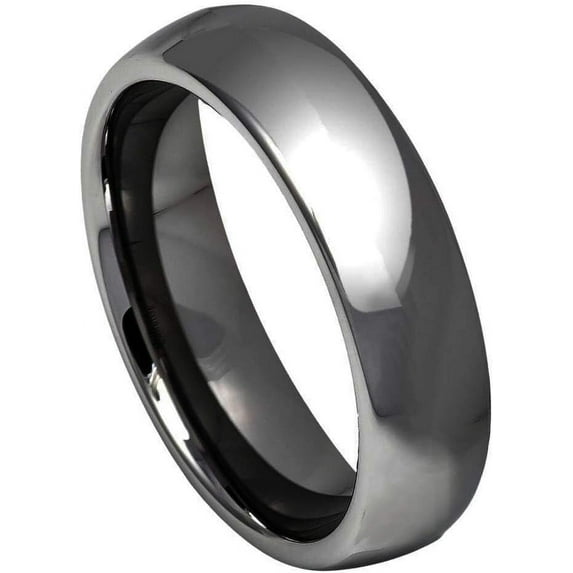 Ring for Men and Ladies ipauly inc Ring High Polished Shiny Dark Gray IP Plated Classic Domed Ring – 6mm Wedding Band Ring Ideal Rings for Couples