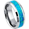 thumbnail image 1 of Ring for Men and Ladies ipauly inc Ring Synthetic Opal Inlay Beveled Edge Ring – 8mm Wedding Band Ring Ideal Rings for Couples, 1 of 5