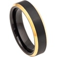 thumbnail image 1 of Ring for Men and Ladies ipauly inc Ring Two-Tone Black and Yellow Gold IP Brushed Center Beveled Edge – 6mm Wedding Band Ring Ideal Rings for Couples, 1 of 5