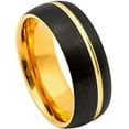thumbnail image 1 of Ring for Men and Ladies ipauly inc Ring Two-tone Brushed Yellow Gold & Black IP Plated Groove – 8mm Wedding Band Ring Ideal Rings for Couples, 1 of 5
