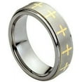 thumbnail image 1 of Ring for Men and Ladies ipauly inc Yellow Gold Tone IP Plated Laser Engraved Crosses Design – 8mm Wedding Band Ring Ideal Rings for Couples, 1 of 5