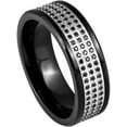 thumbnail image 1 of Ring for Men and Women Black IP Plated 3-rows Black CZ Eternity – 8mm Wedding Band Ring Ideal Rings for Couples, 1 of 5