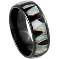 thumbnail image 1 of Ring for Men and Women Black IP Plated Capiz, Black Resin & Gold Shavings Inlay – 8mm Wedding Band Ring Ideal Rings for Couples, 1 of 5