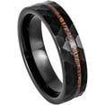 thumbnail image 1 of Ring for Men and Women Black IP Plated Hammered with Hawaiian Koa Wood Inlay – 8mm Wedding Band Ring Ideal Rings for Couples, 1 of 5