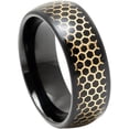 thumbnail image 1 of Ring for Men and Women Dome Black IP with Yellow Gold IP Honeycomb Cut-out Inlay – 8mm Wedding Band Ring Ideal Rings for Couples, 1 of 5