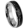 thumbnail image 1 of Ring for Men and Women Domed Ring with Metallic Shavings Inlay - 6mm Wedding Band Ring Ideal Rings for Couples, 1 of 5