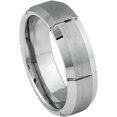 thumbnail image 1 of Ring for Men and Women Gifts With Thought Ring Multiple Vertical Grooves Brushed Center – 9mm Wedding Band Ring Ideal Rings for Couples, 1 of 5