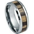 thumbnail image 1 of Ring for Men and Women Unplated Zebra Wood Inlay – 8mm Wedding Band Ring Ideal Rings for Couples, 1 of 5