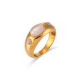 thumbnail image 1 of Ring for Women Fashion Stainless Steel Ring with Natural Opal Stones Three Stone Ring Green Pink Sapphire Turquoise and White Opal Ring, 1 of 4