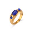 thumbnail image 1 of Stainless Steel Fashion Ring For Women Triple Stone Opal Green Pink Turquoise Sapphire White OpalStone Jewelry, 1 of 4