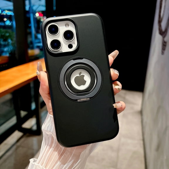 Ring for iPhone 15 Case, Built-in Rotatable Ring Stand and Secure Finger Ring Holder, Compatible with Mag-Safe, Military Grade Drop Protection, Shock Resistant for iPhone 15, Black