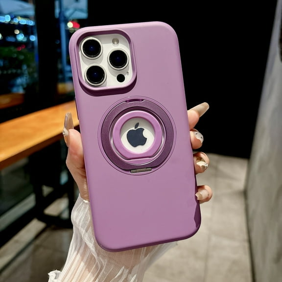 Ring for iPhone 15 Case, Built-in Rotatable Ring Stand and Secure Finger Ring Holder, Compatible with Mag-Safe, Military Grade Drop Protection, Shock Resistant for iPhone 15, Purple