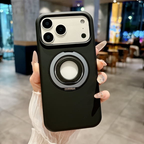 Ring for iPhone 17 Pro Case, Built-in Rotatable Ring Stand and Secure Finger Ring Holder, Compatible with Mag-Safe, Military Grade Drop Protection, Shock Resistant for iPhone 17 Pro, Black