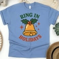 thumbnail image 1 of Ring in Holidays Shirt | Festive Bell Graphic Tee with Holly | Unisex Casual T-Shirt, CarolinaBlue, Size S, 1 of 6