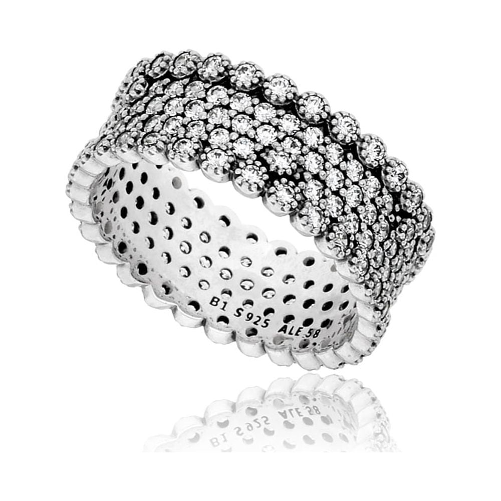 Ring in sterling silver w/Pave-set clear CZ Ring sz 58 Ring in sterling silver w/Pave-set clear CZ Ring sz 58